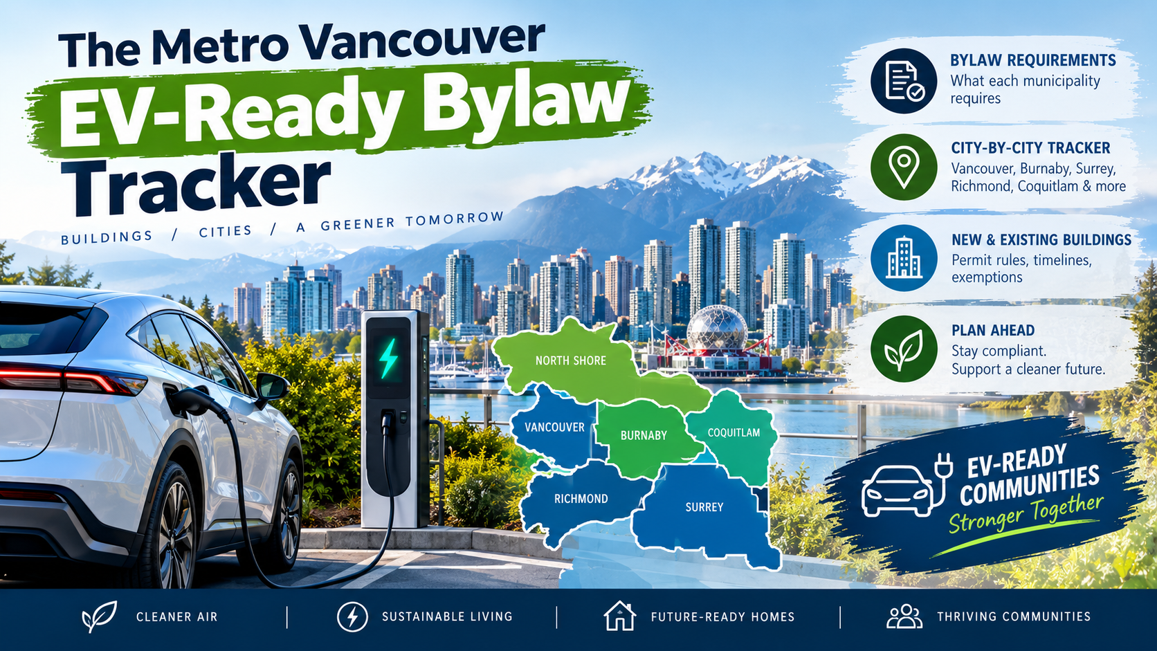 Metro Vancouver EV-ready bylaw tracker — municipal EV charging requirements for new residential and non-residential parking