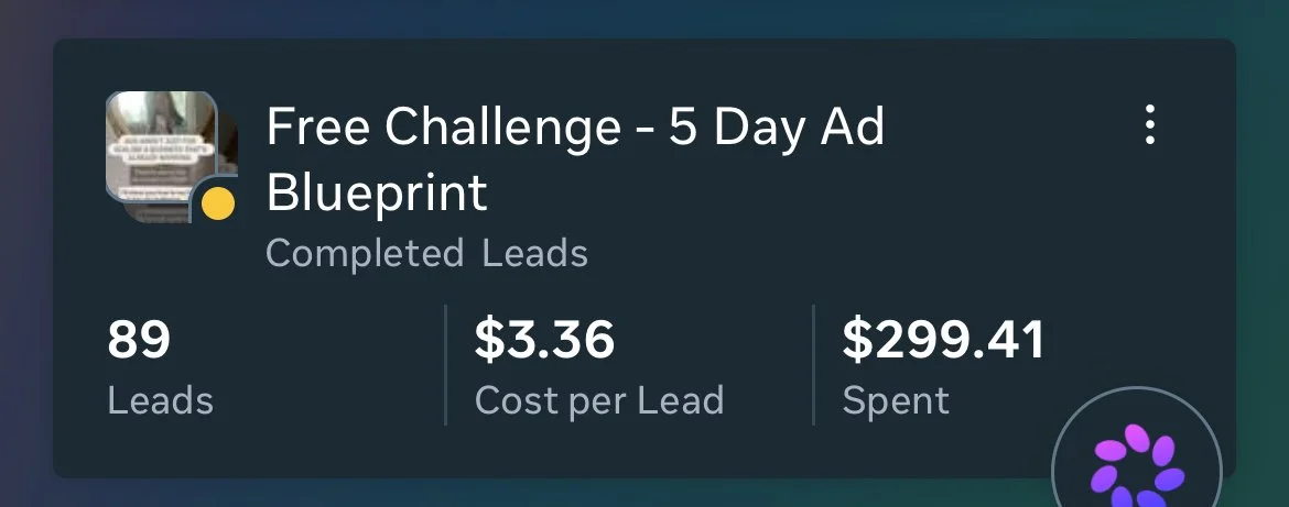 Recent campaign results in Meta Ads Manager