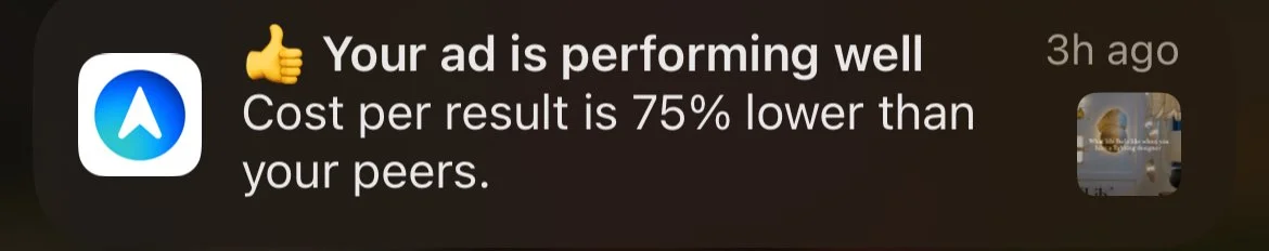 Meta rating the ad above 75 percent of similar advertisers