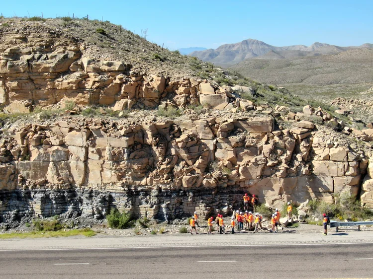 Class at big roadcut outcrop