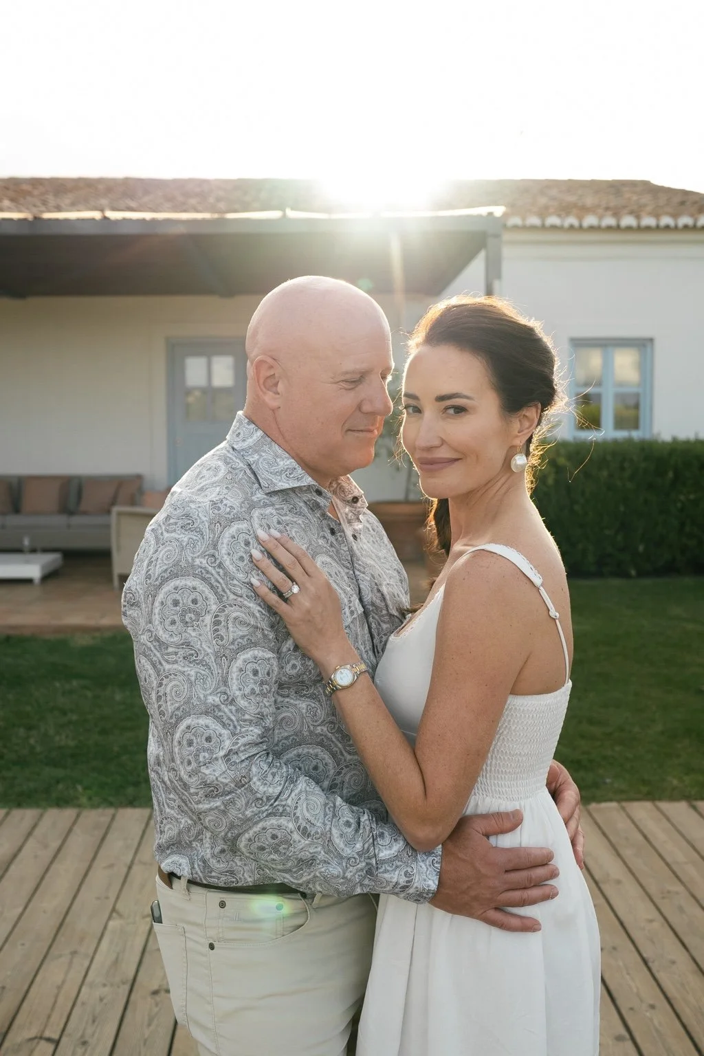 Joanna and Greg together in the late afternoon light.