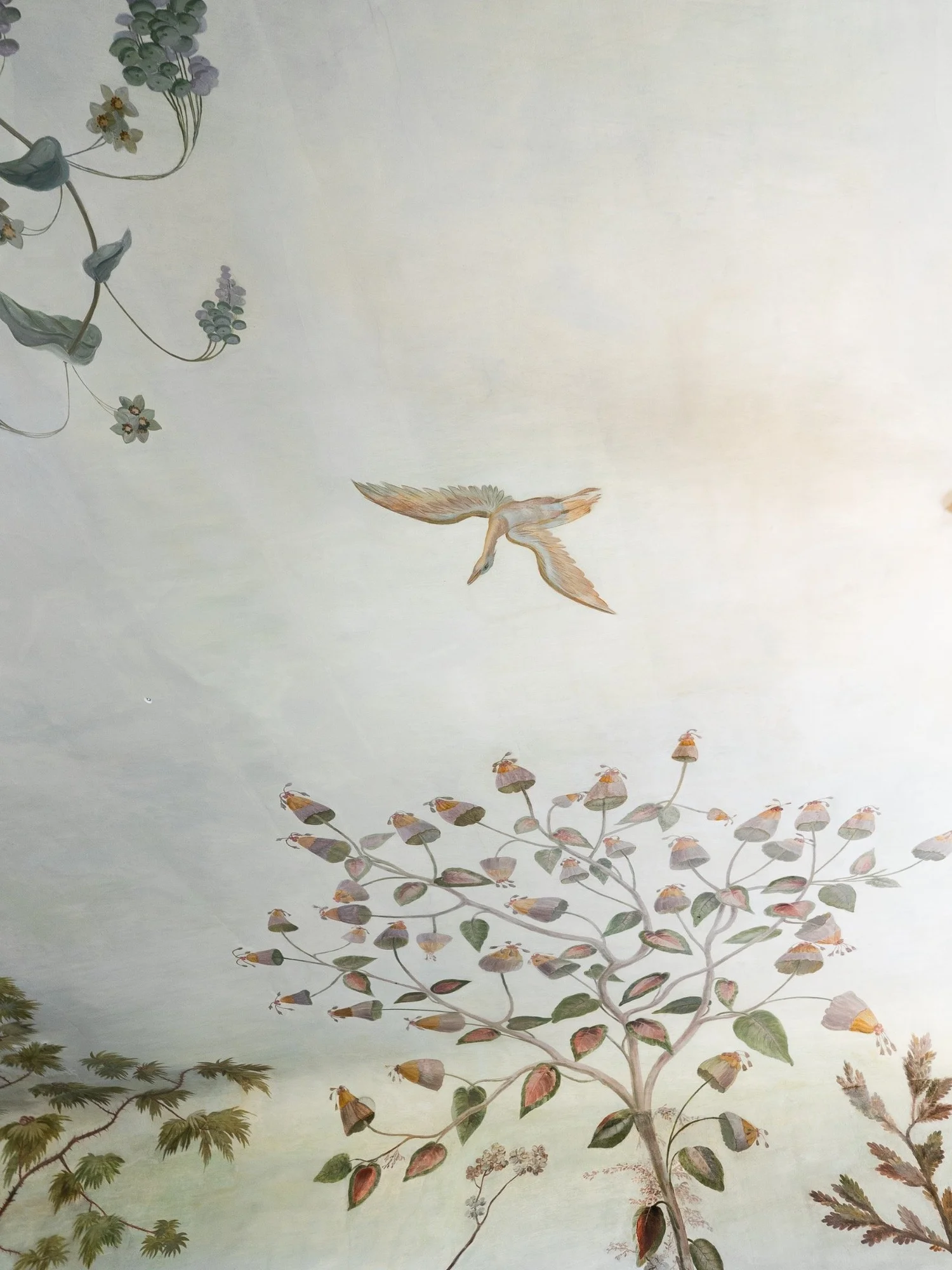 Painted birds and foliage on the ceiling inside Palácio de Seteais