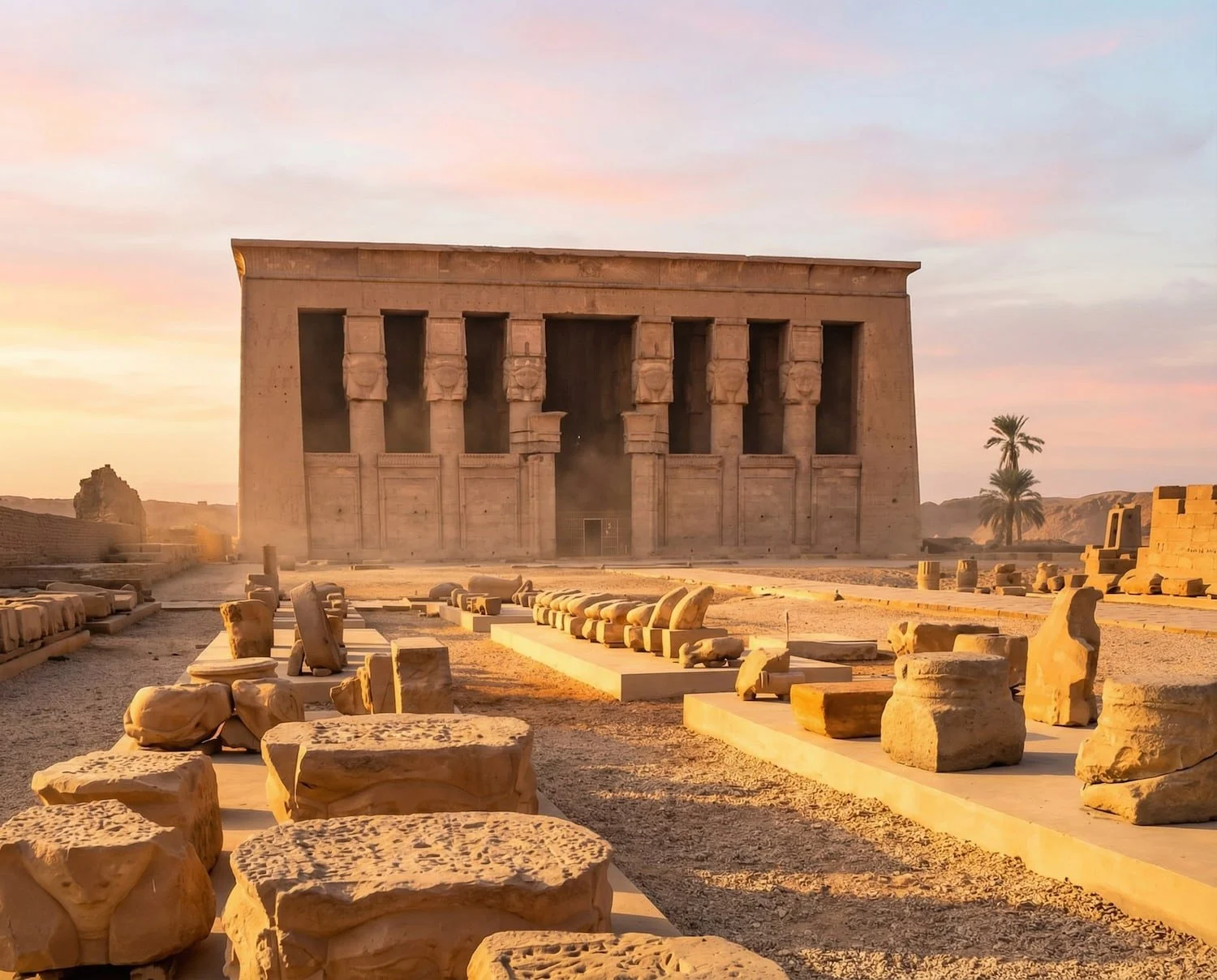 Dendera Temple Hathor columns