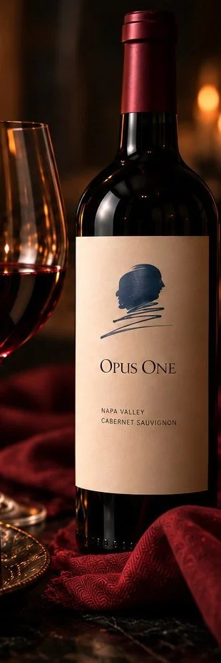 Opus One Napa Valley Cabernet Sauvignon bottle, featured in the blind tasting at Bin 110 in Cornelius, NC.