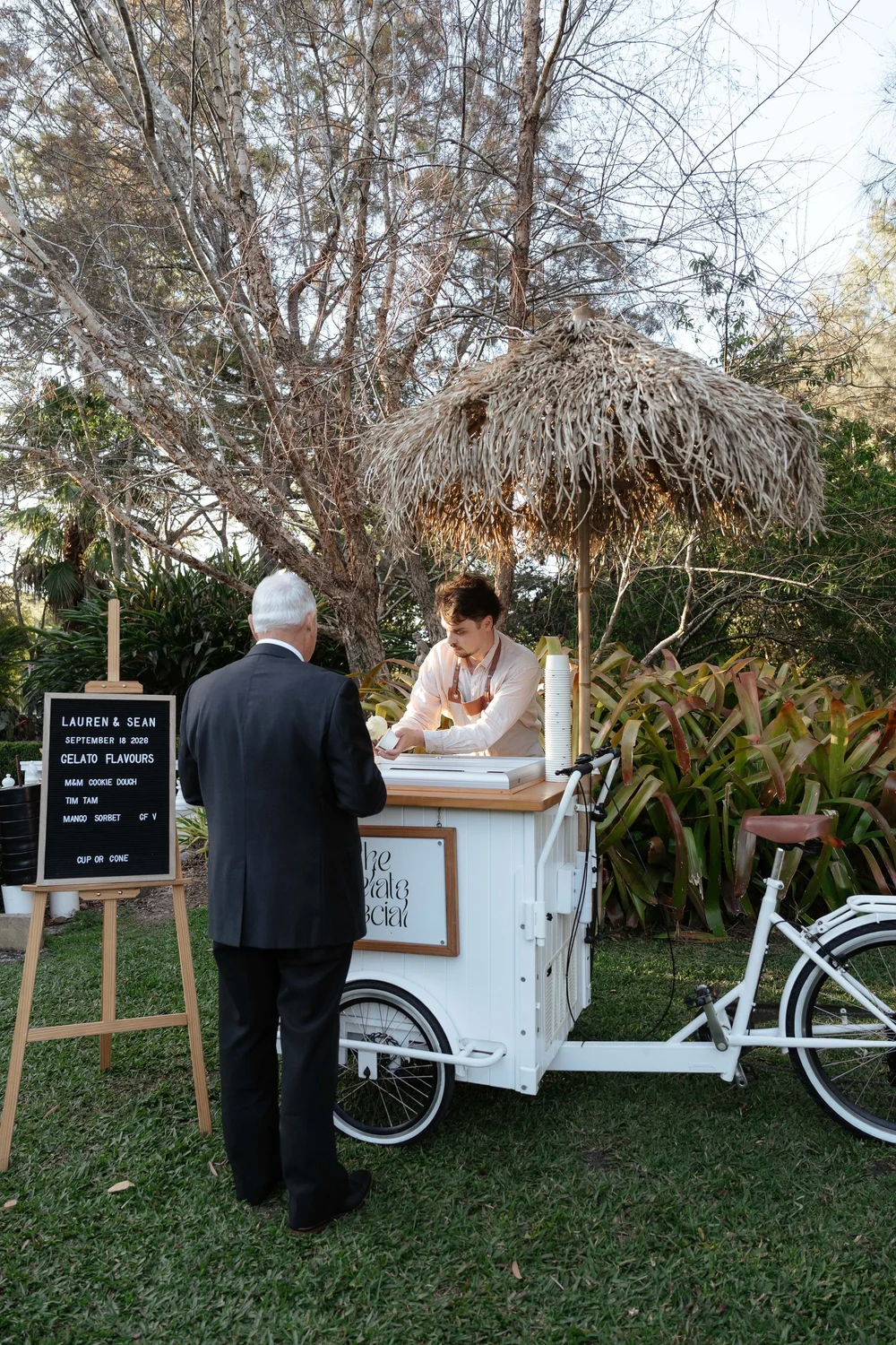 A wedding guest being served at Florence