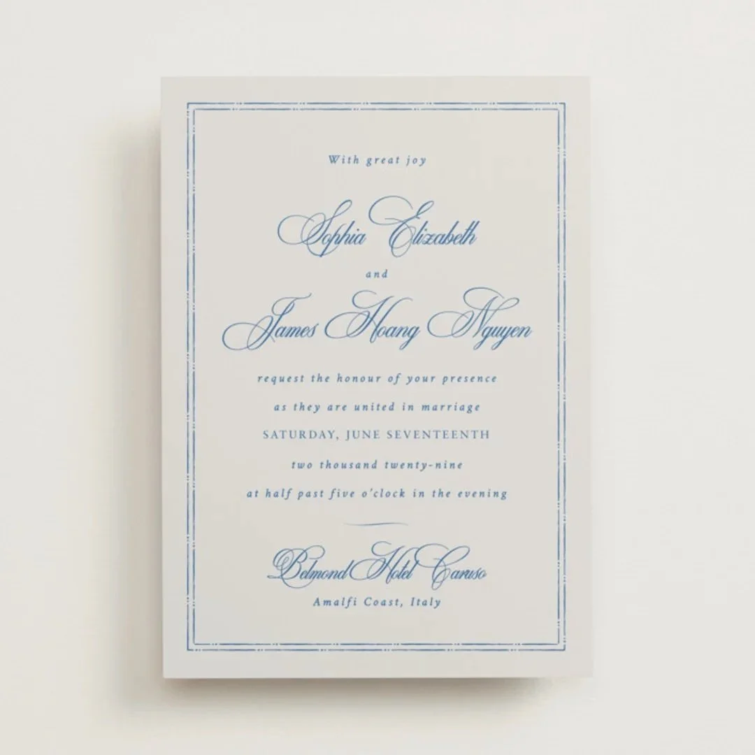 Amalfi Blue wedding invitation by Design Lotus