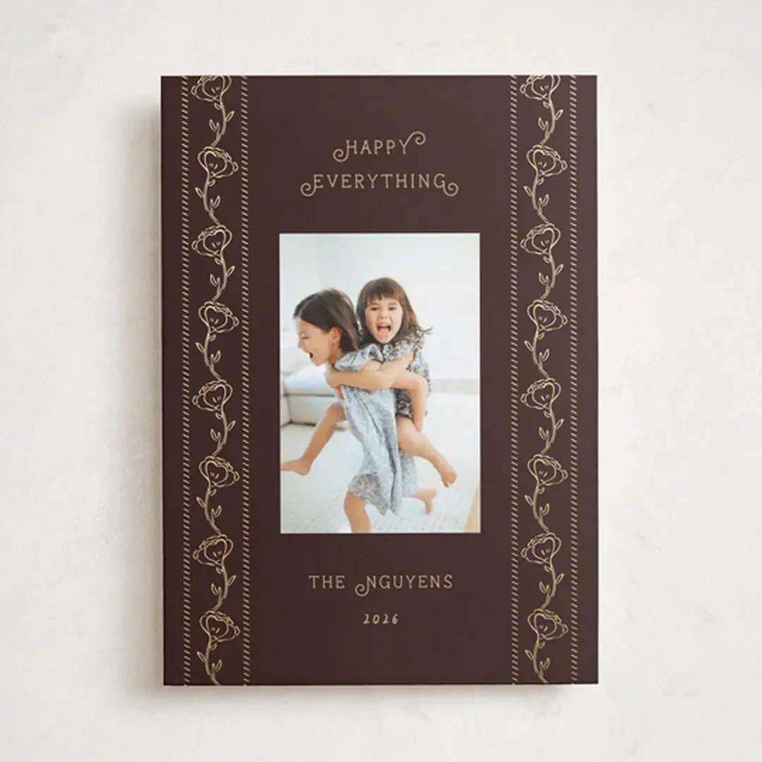 Heirloom Floral Frame foil-pressed holiday cards by Design Lotus