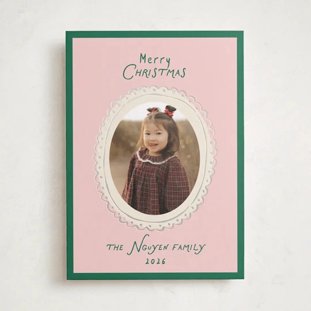 Doodle Frame Playful Classic foil-pressed holiday cards by Design Lotus