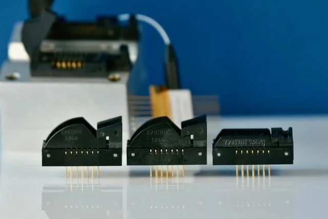 Azimuth Electronics precision IC socket connectors on a reflective surface