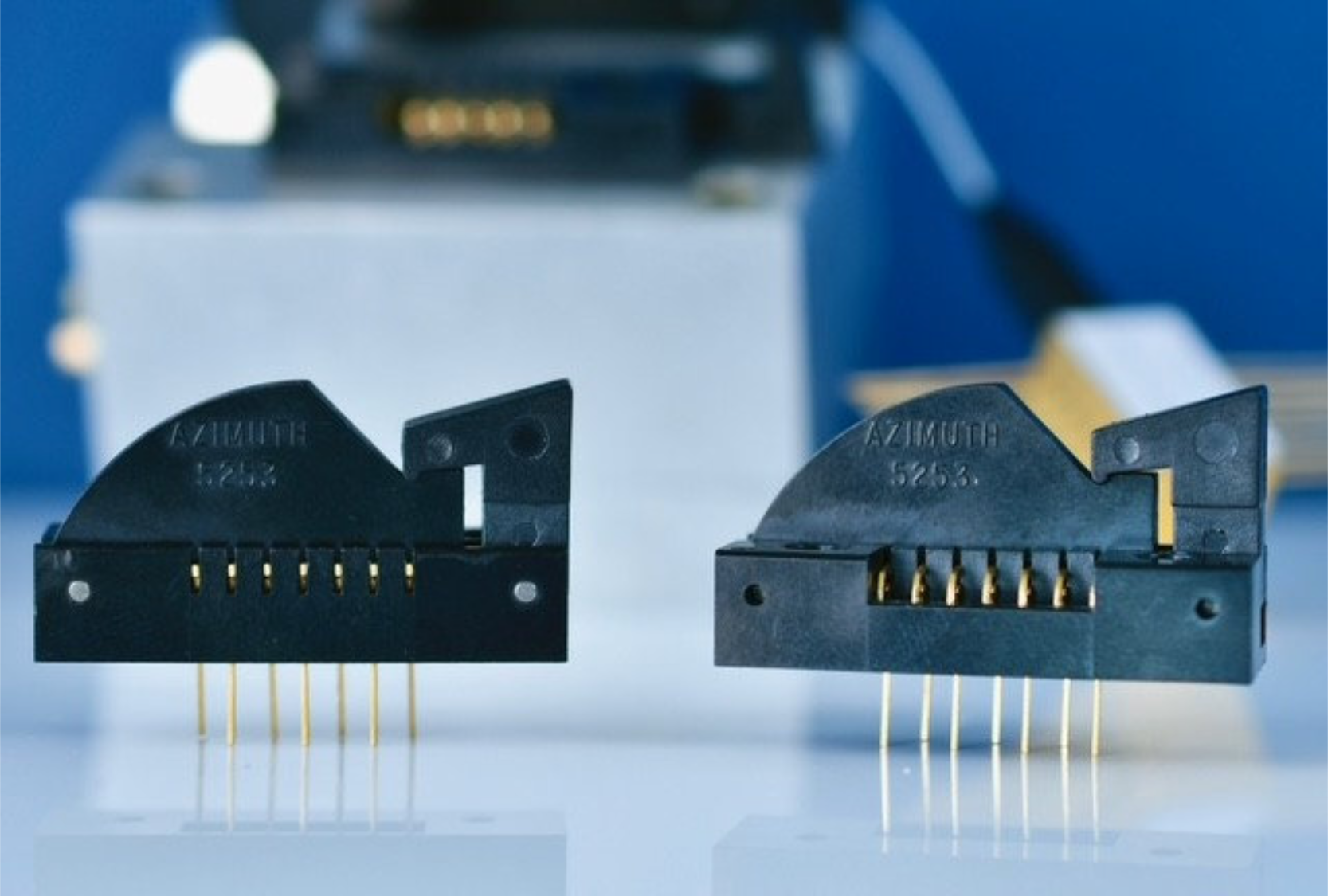Three Azimuth Electronics IC socket components displayed in a row showing different sizes