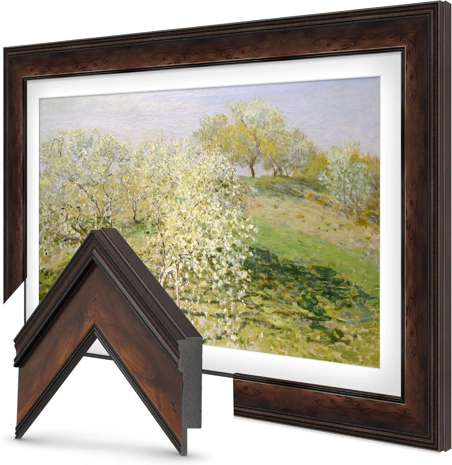 Samsung Frame TV with custom wood bezel