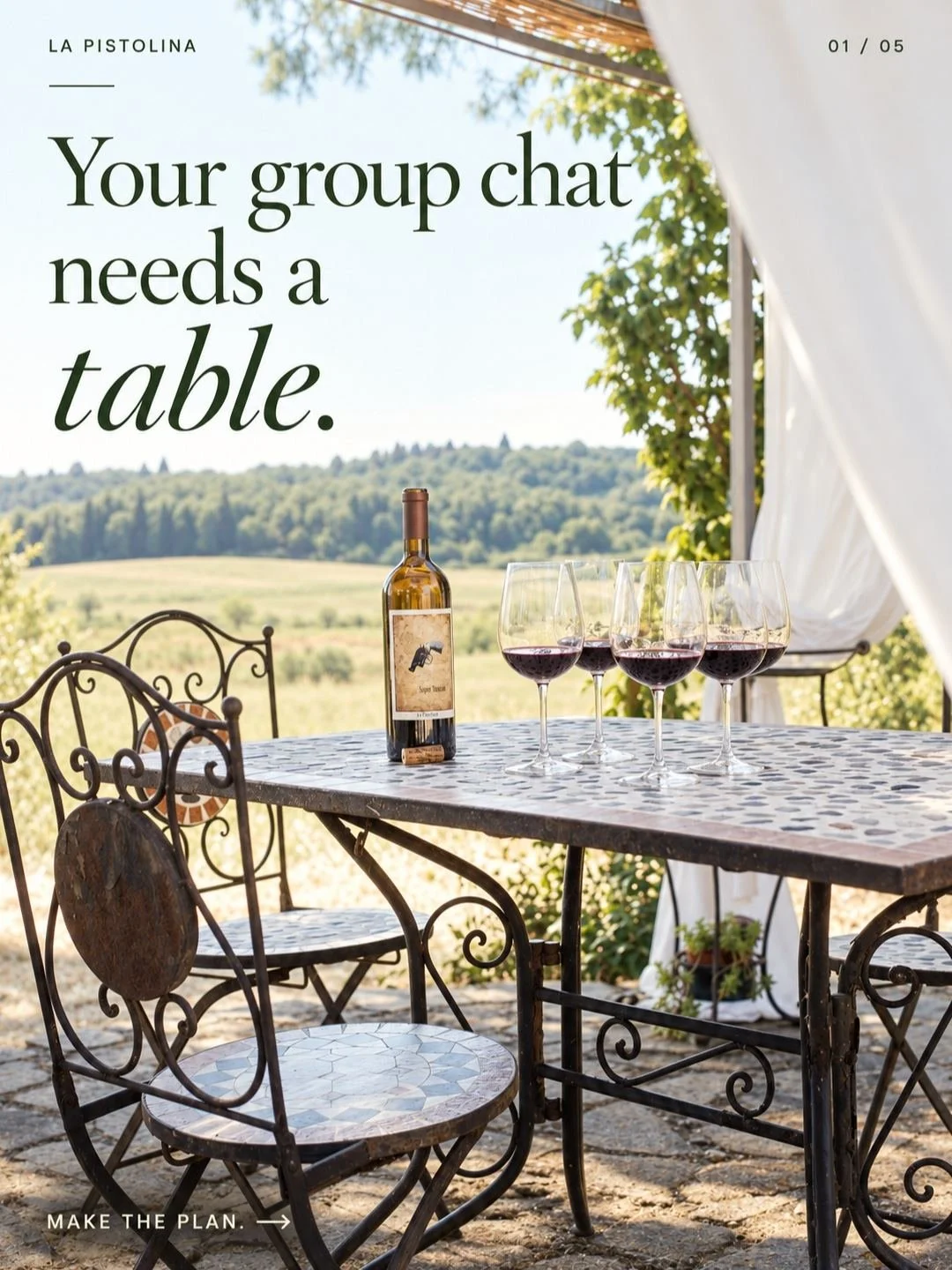 La Pistolina social campaign creative reading Your group chat needs a table
