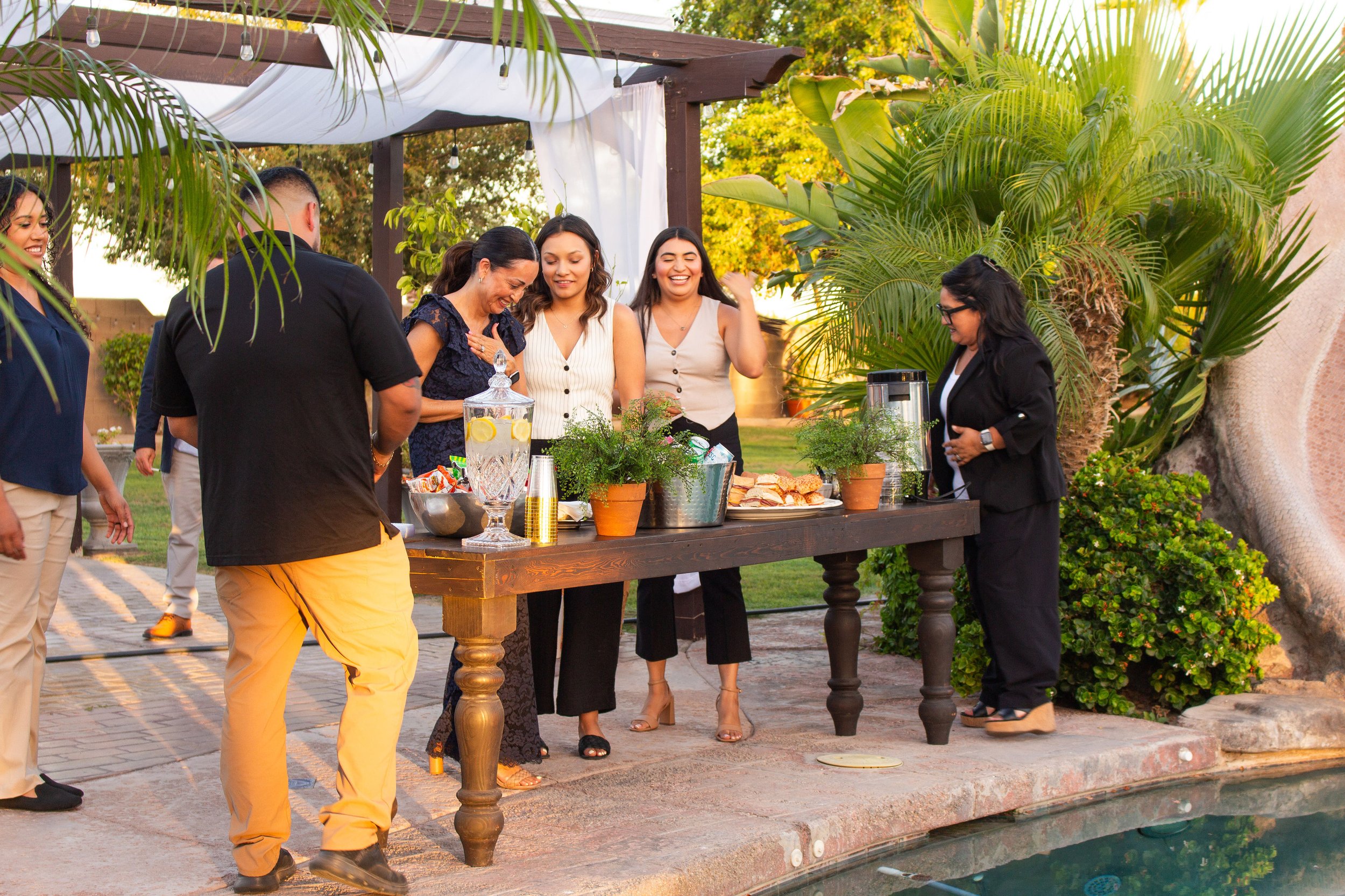 Guests gathering together at Villa de la Meza