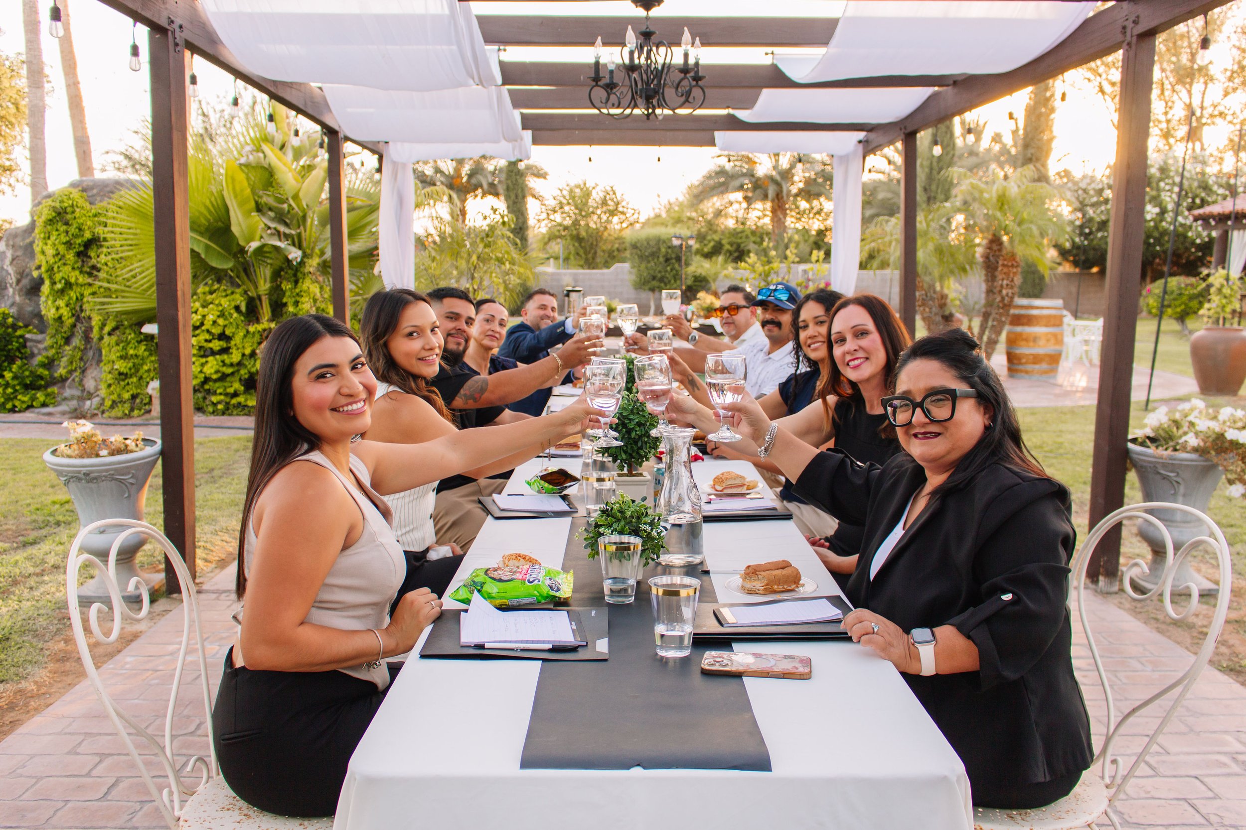 Guests enjoying an intimate gathering at Villa de la Meza
