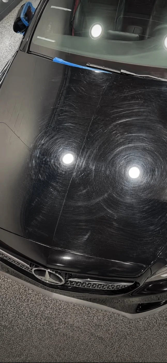 Before graphene coating — dull, uncoated paint