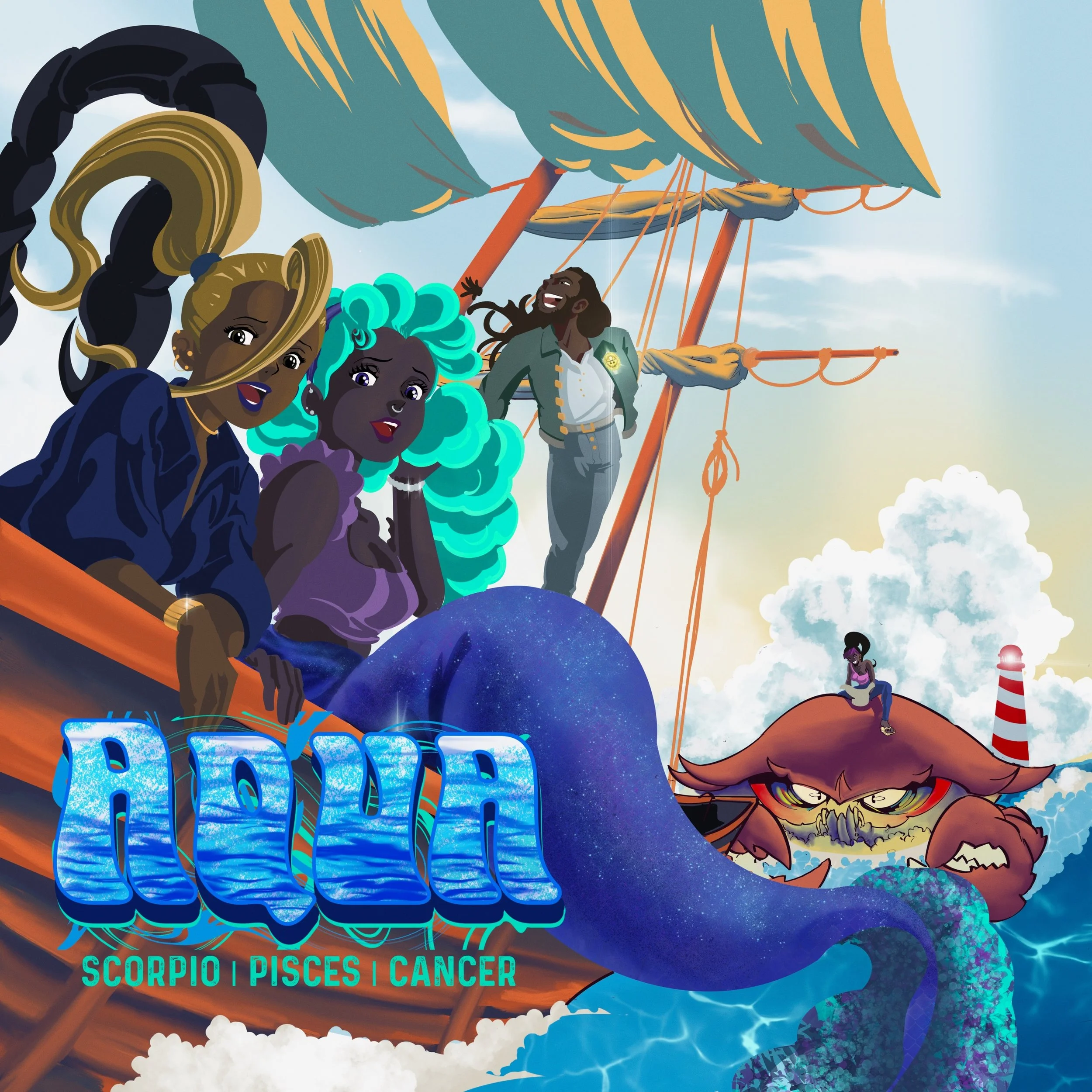 Aqua: Drew and the guardians sailing on, art by Bryson Boutte