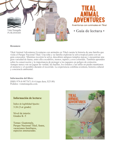 Vista previa de la Guía de lectura en español para Tikal Animal Adventures/Aventuras con animales en Tikal