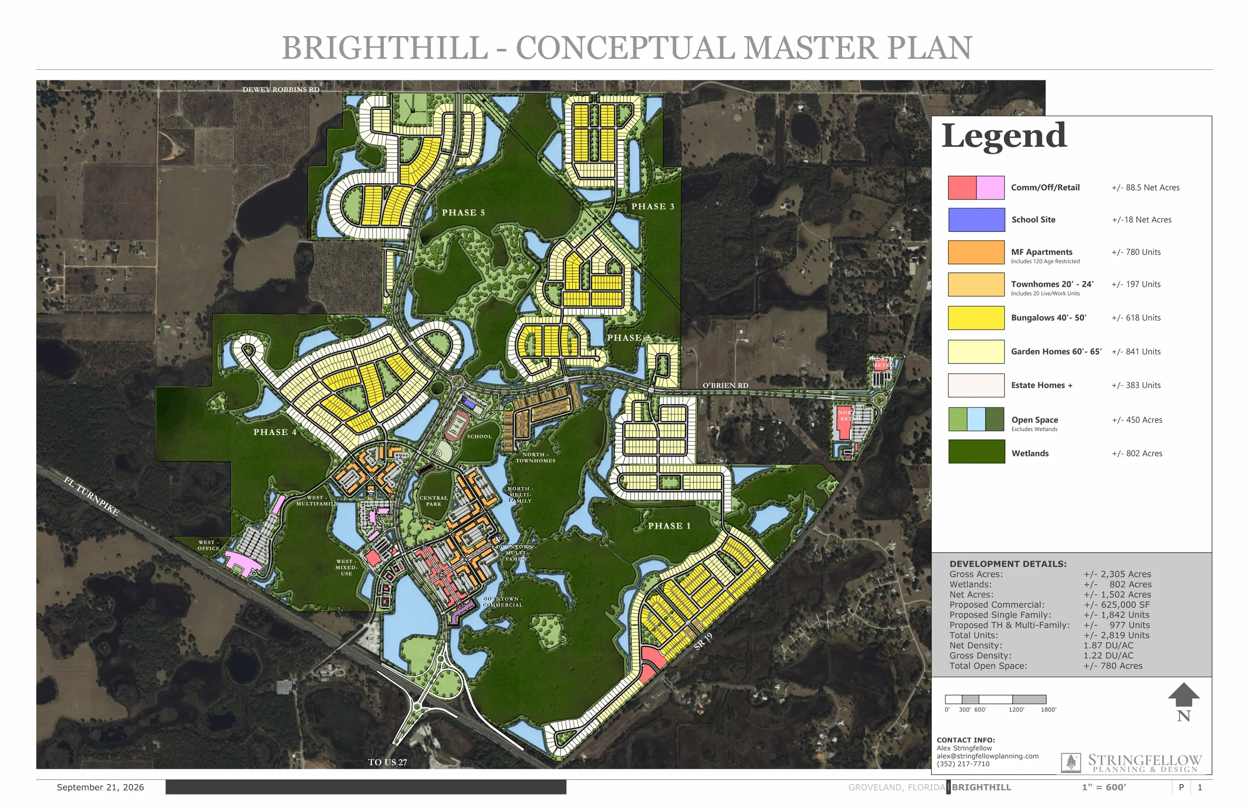 Brighthill September 21, 2026 conceptual master plan, with original legend and drawing credits