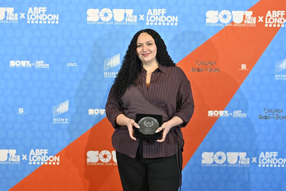 Danielle Goff with her trophy at BFI Southbank