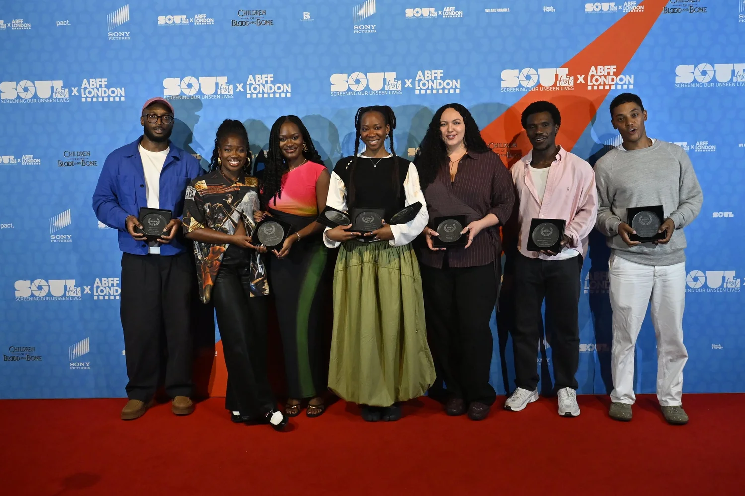 The 2026 S.O.U.L. Fest winners and presenters lined up with their trophies at BFI Southbank