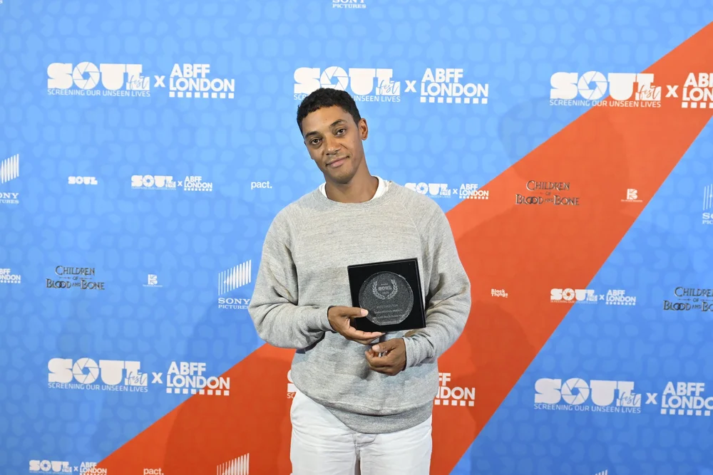 James William Mellors with his trophy at BFI Southbank