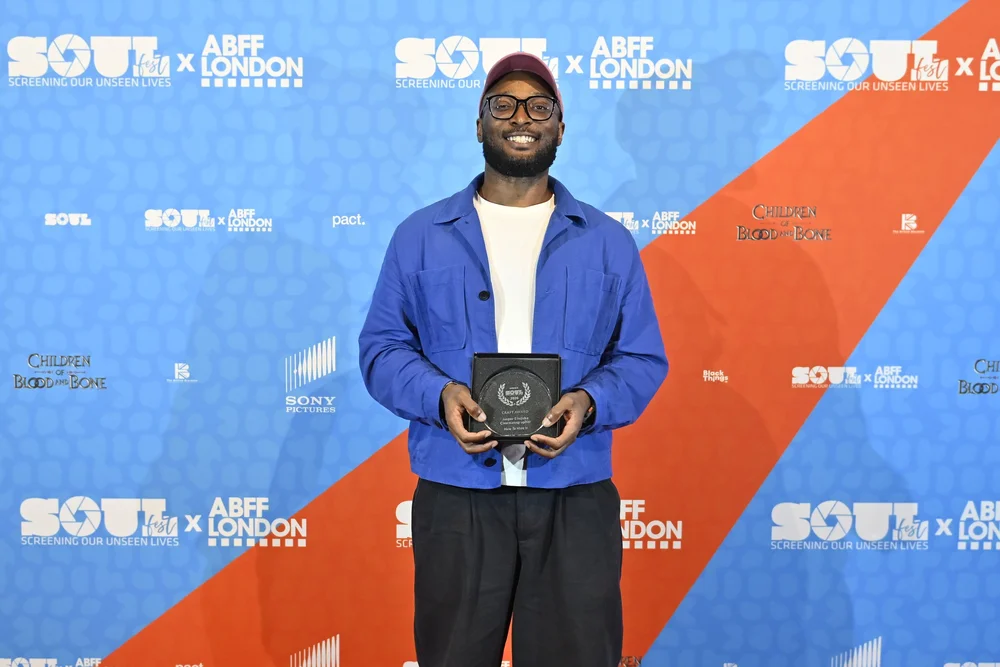 Jasper Enujuba with his trophy at BFI Southbank