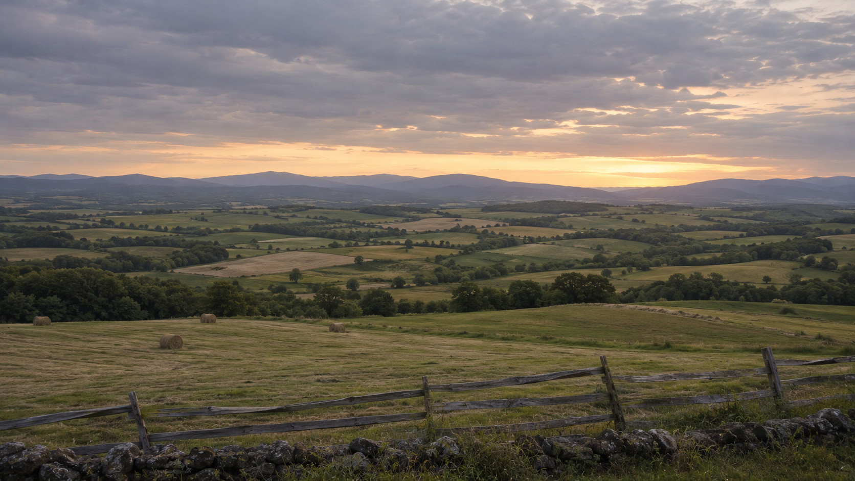 Blue Ridge foothills over farmland in the Shenandoah Valley, Virginia
