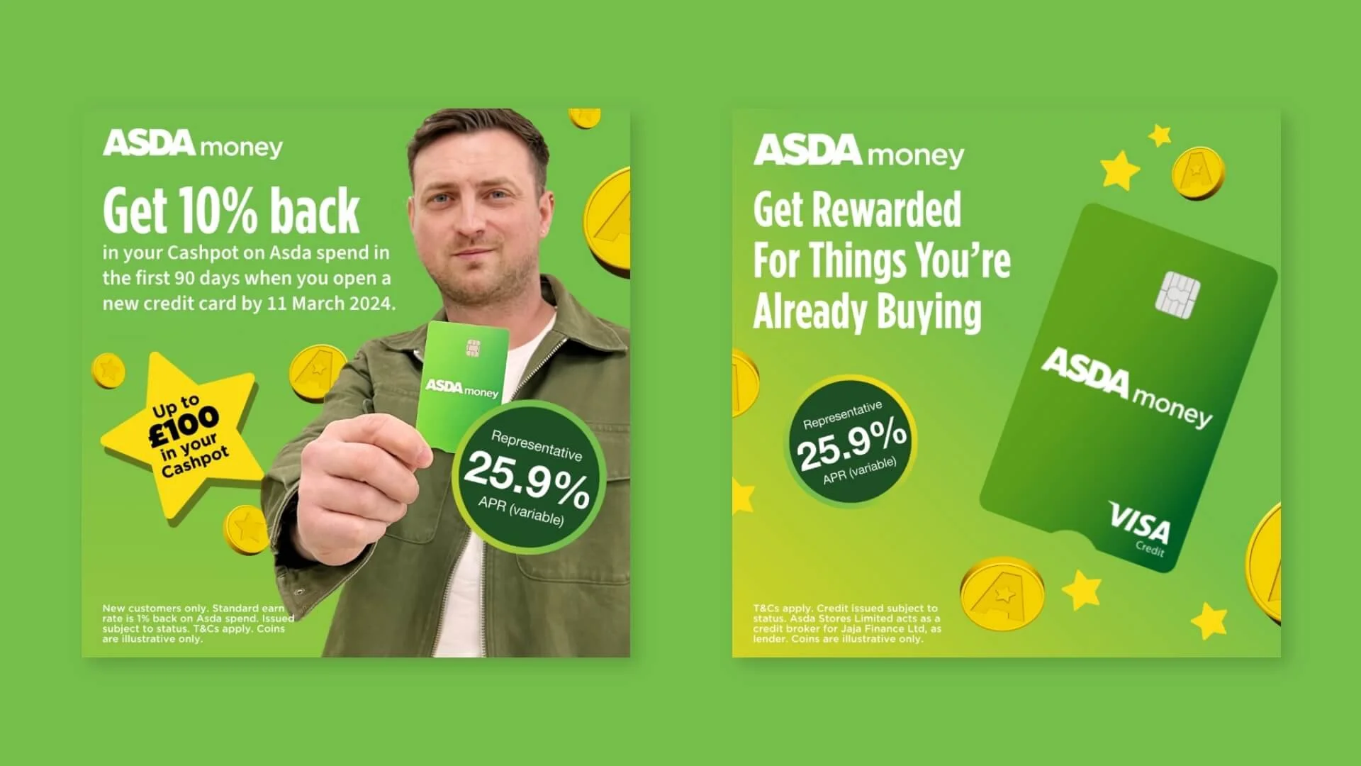 ASDA Money credit card Meta ad creatives driving high-volume lead generation.