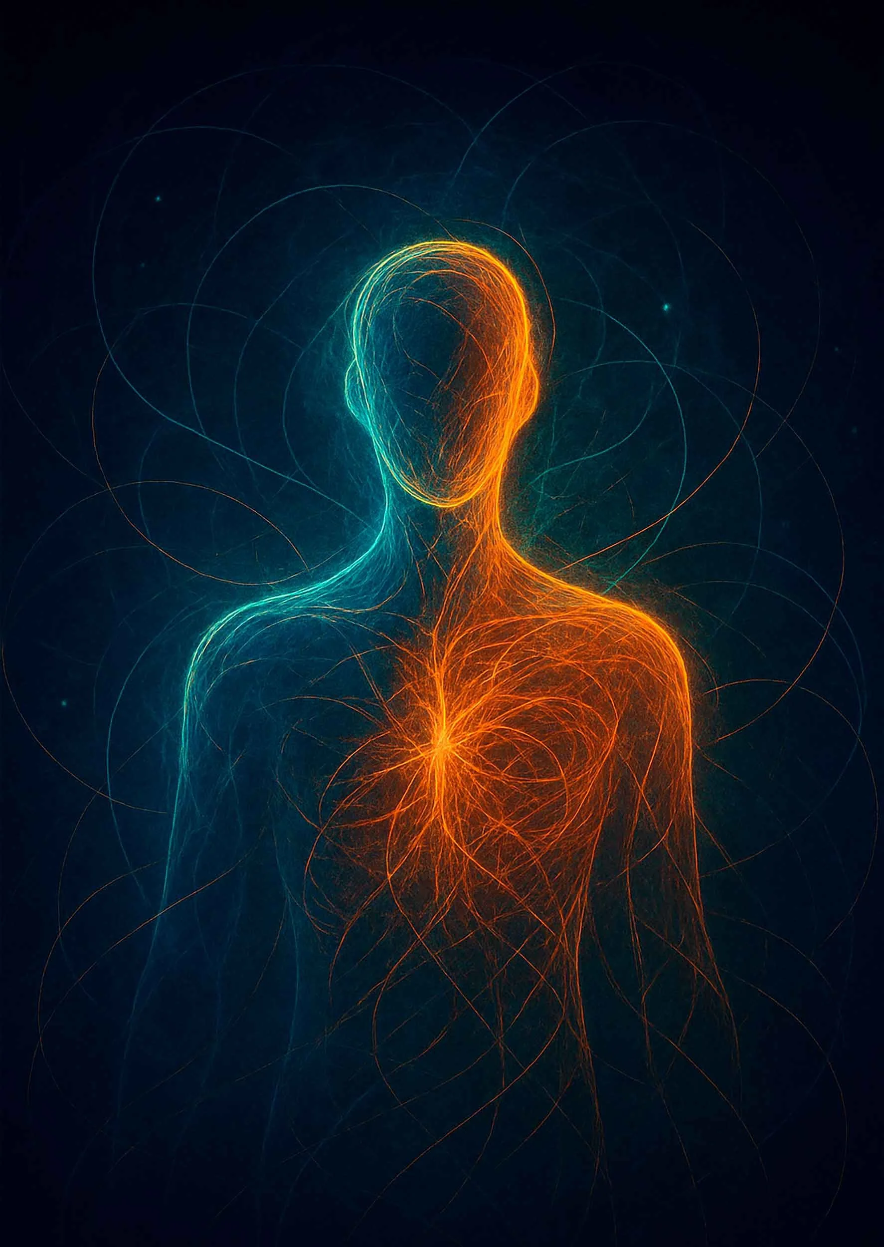 Abstract radiant light expanding outward, representing growth, transformation, and the becoming of consciousness.