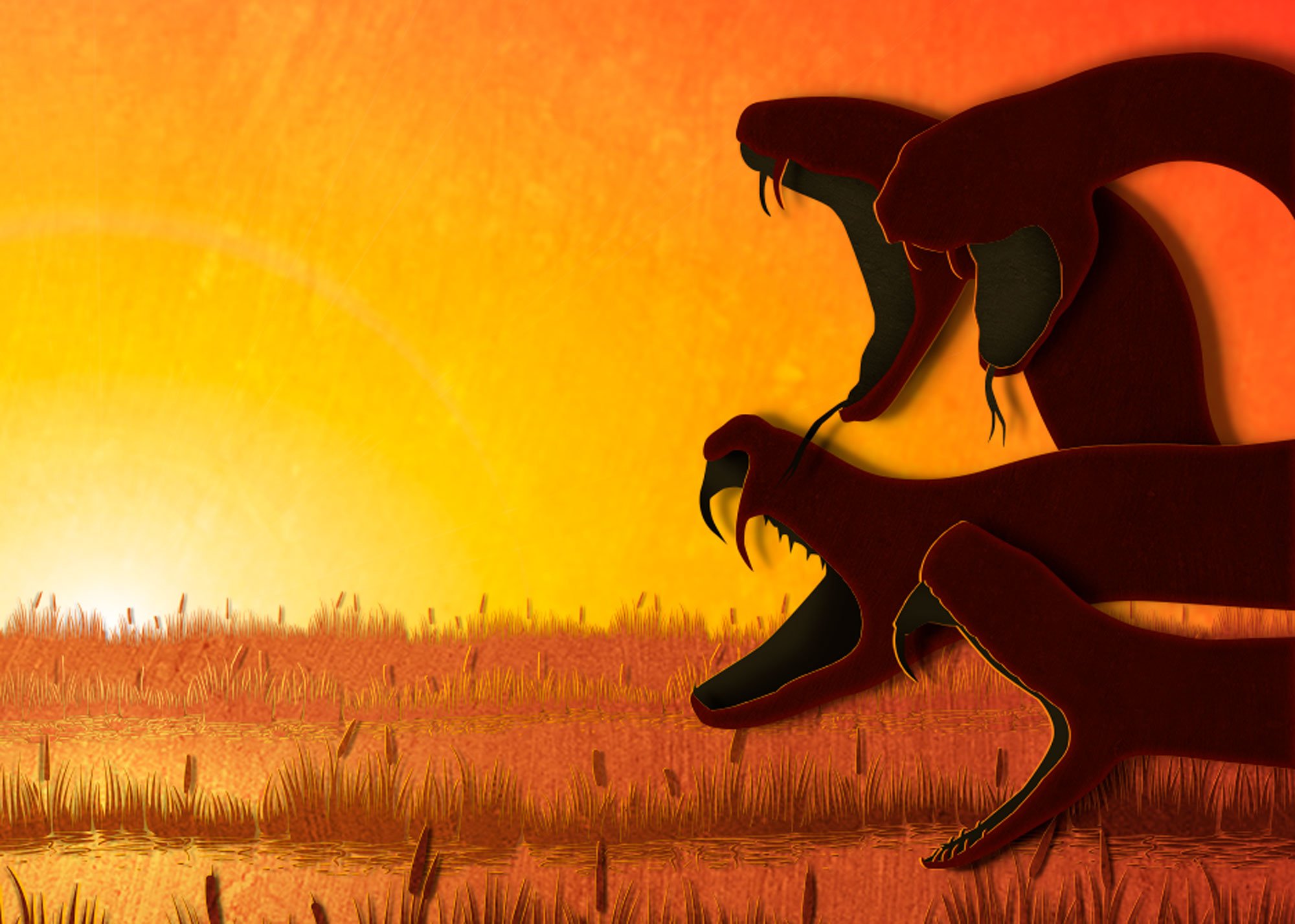 The Deadly Lernaean Hydra in the sunset