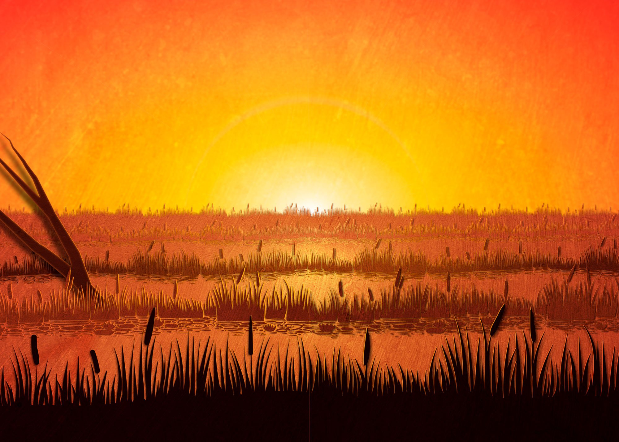 Lake of Lerna in the sunset