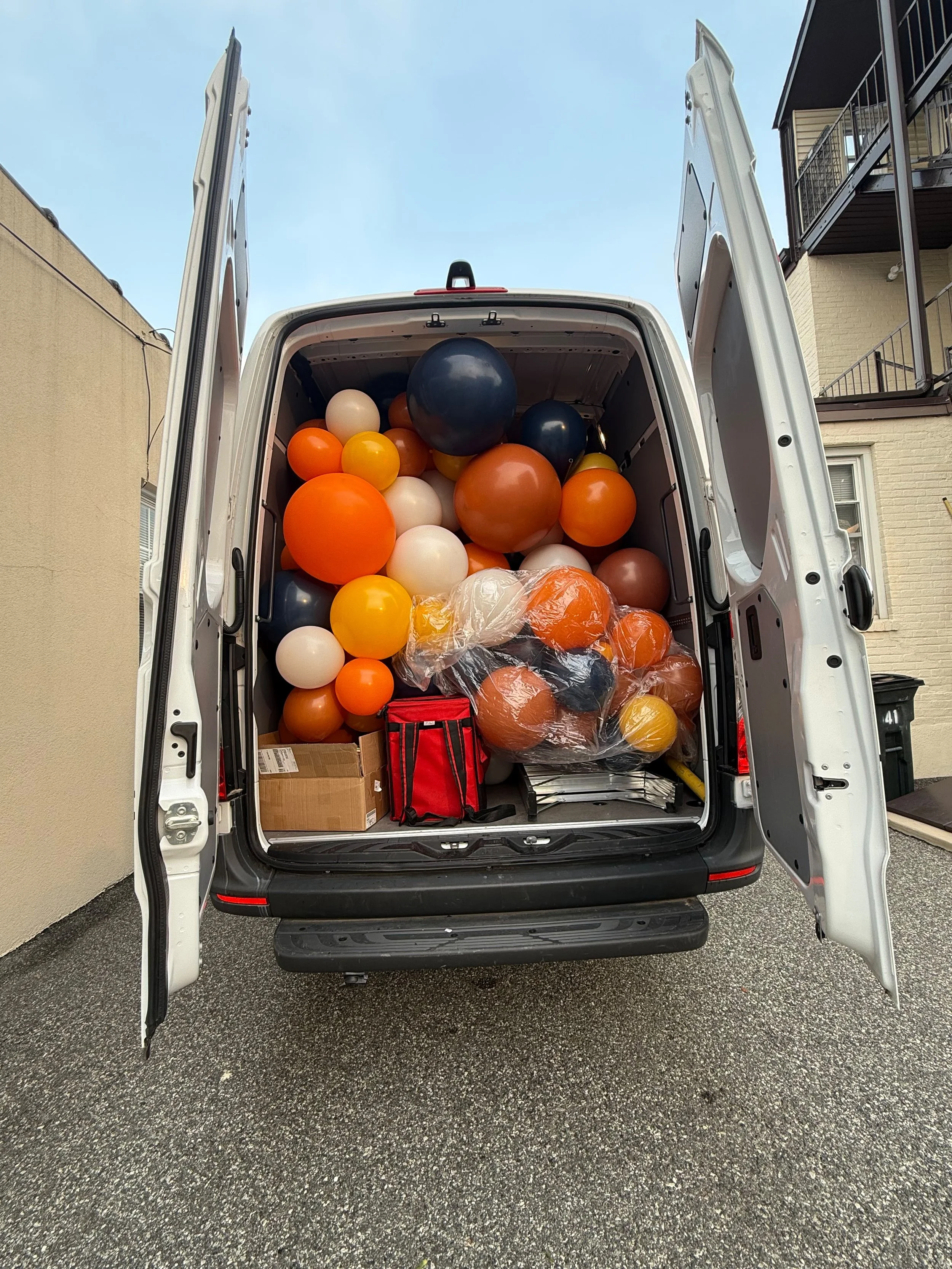 Balloons To Go delivery van loaded with balloons for a corporate event in Jersey City NJ