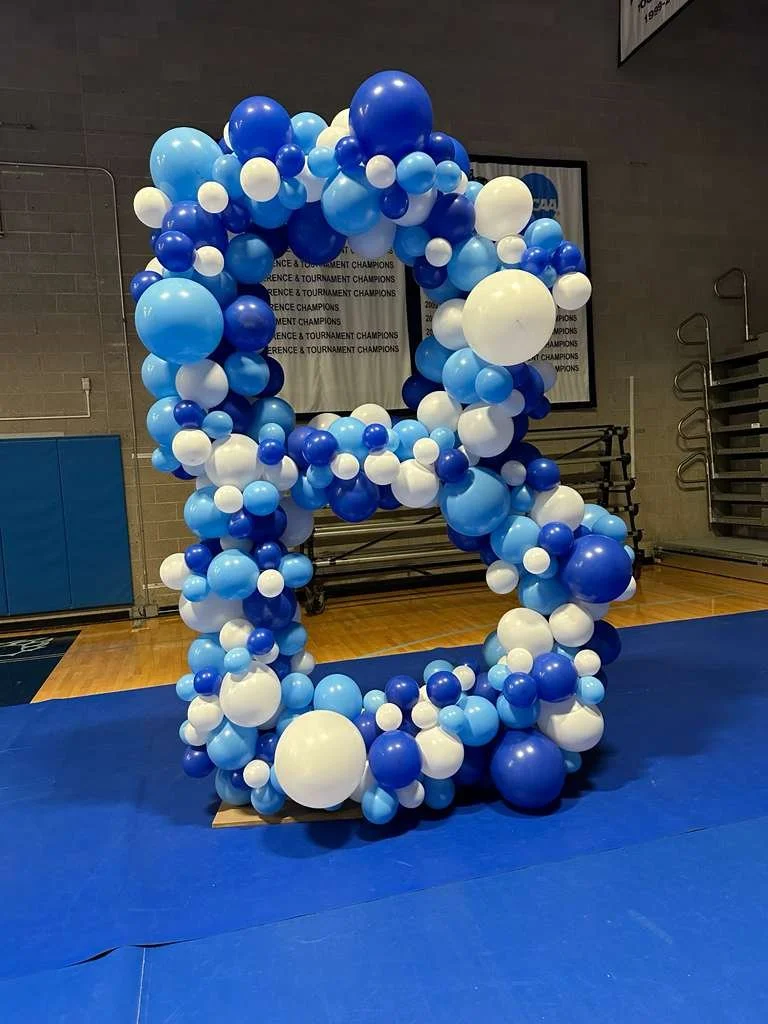 Giant letter B balloon sculpture for Baruch College orientation Manhattan NYC