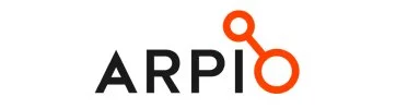 Arpio favicon that is orange with two circles connected by a line.