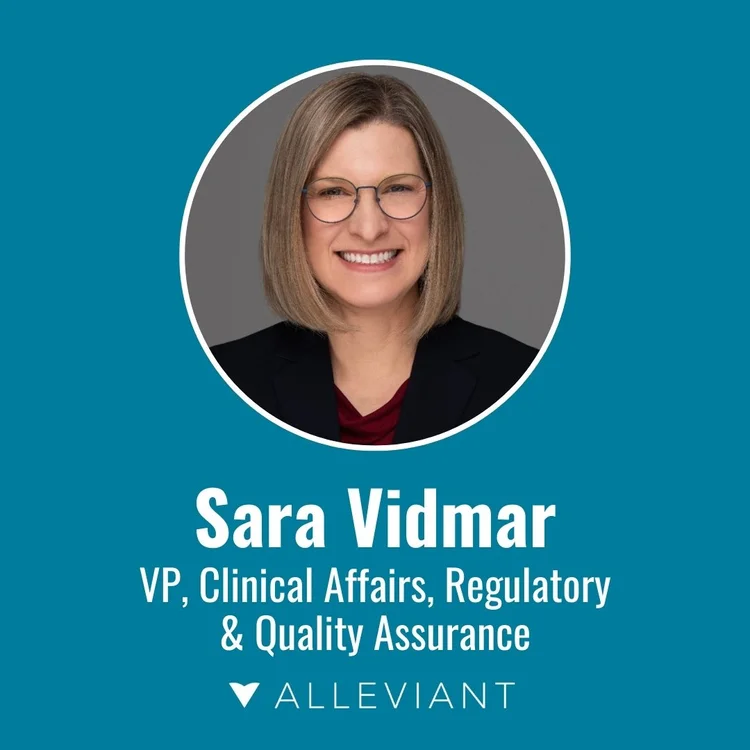Photo of Sara Vidmar: VP, Clinical Affairs, Regulatory & Quality Assurance of Alleviant
