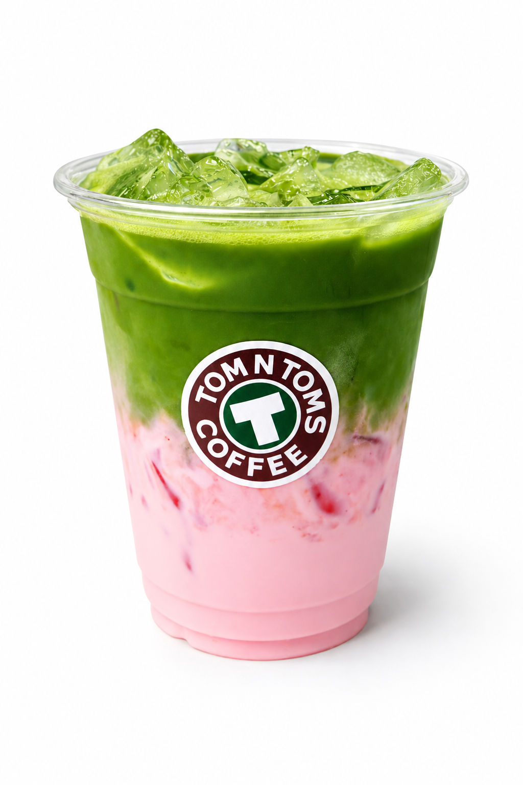Strawberry matcha in a TOM N TOMS cup