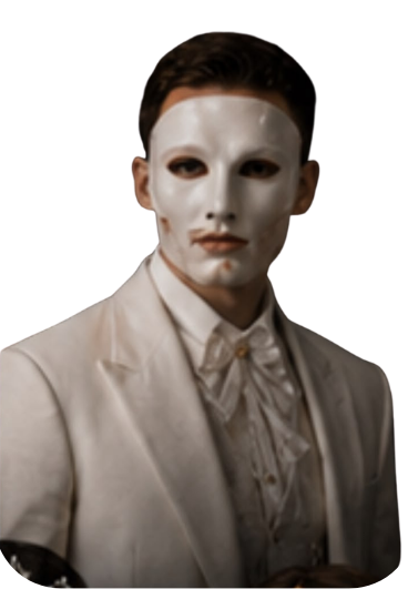 Masquerade guest in white mask