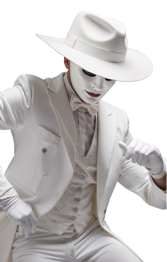 Masquerade guest in white