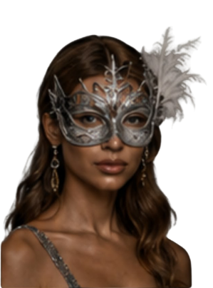 Masquerade guest in silver mask