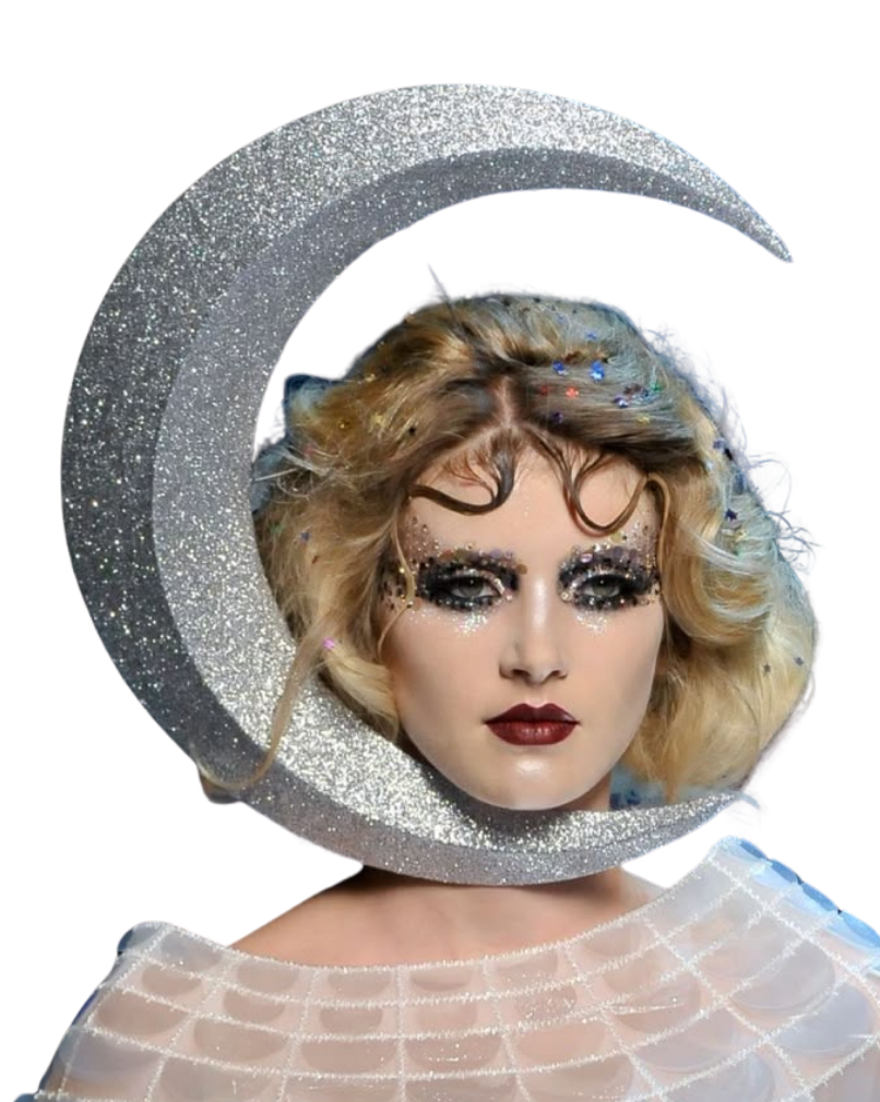 Glitter crescent moon portrait