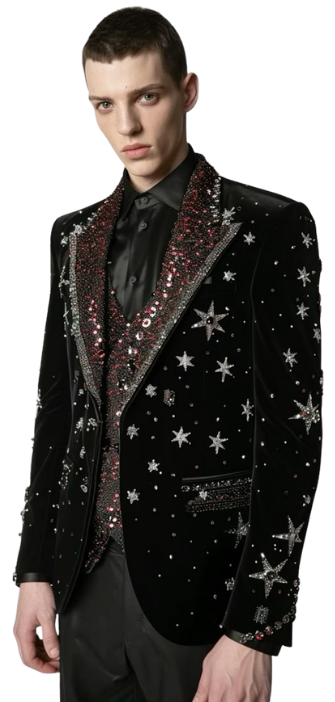 Star-embroidered suit