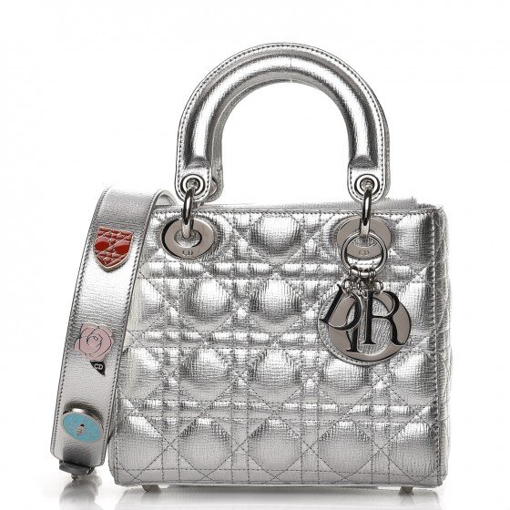 Christian Dior Small Cannage My Lady Bag Metallic Silver