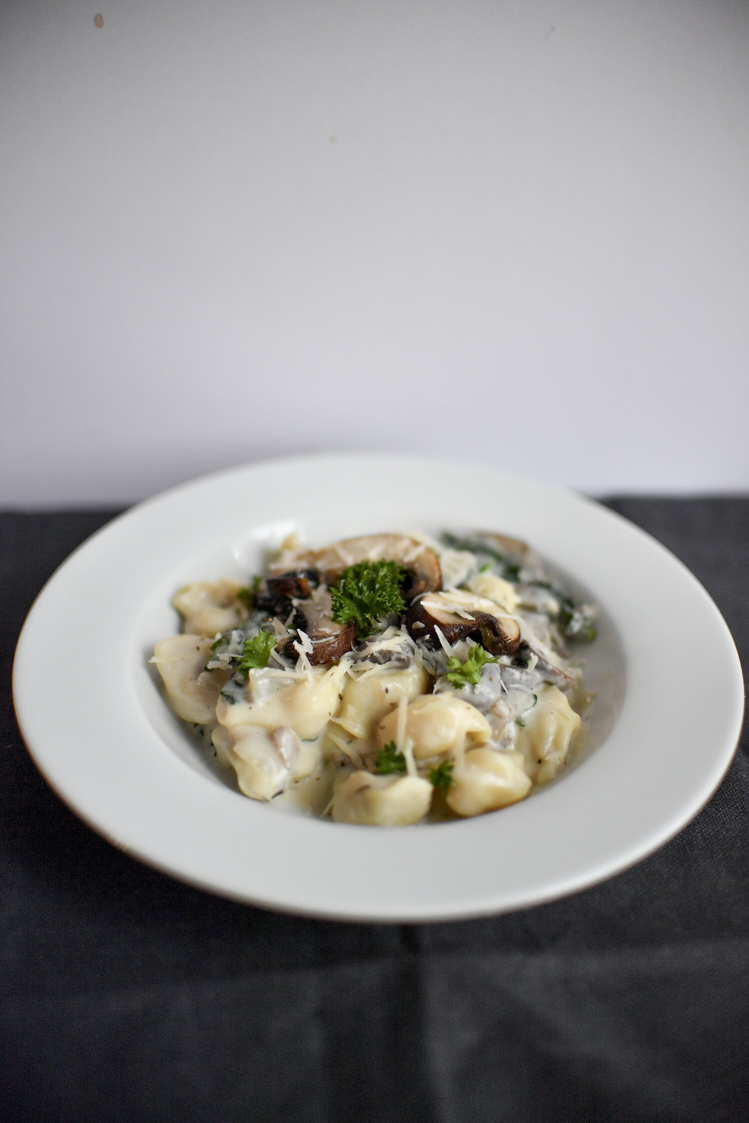 Creamy Asiago-Parmesan Tortellini with Spinach and Mushrooms