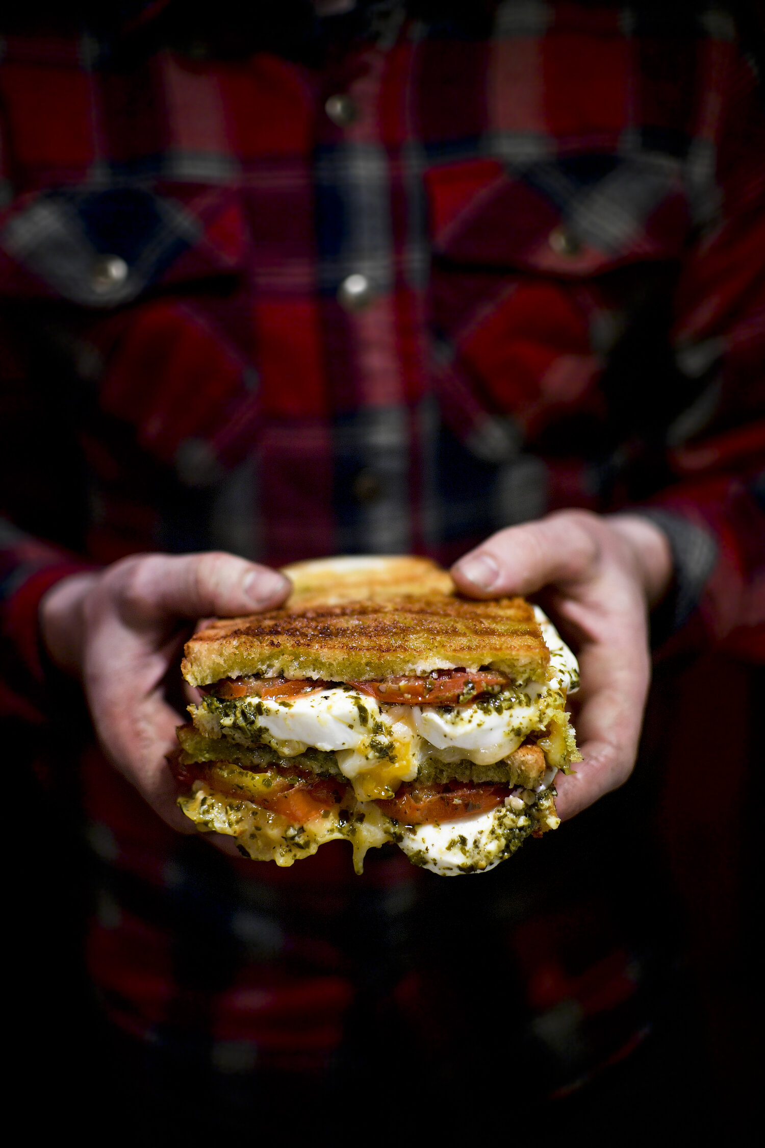 Five Cheese Pesto Grilled Cheese