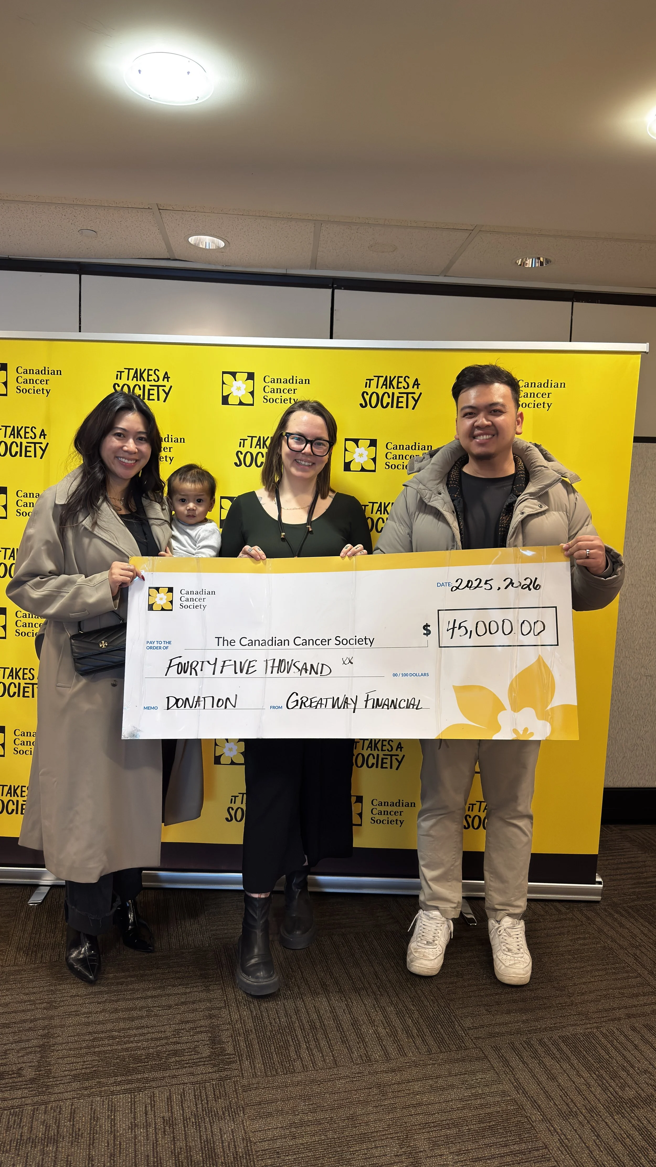 Greatway Financial delivering $45,000 donation to the Canadian Cancer Society in Calgary