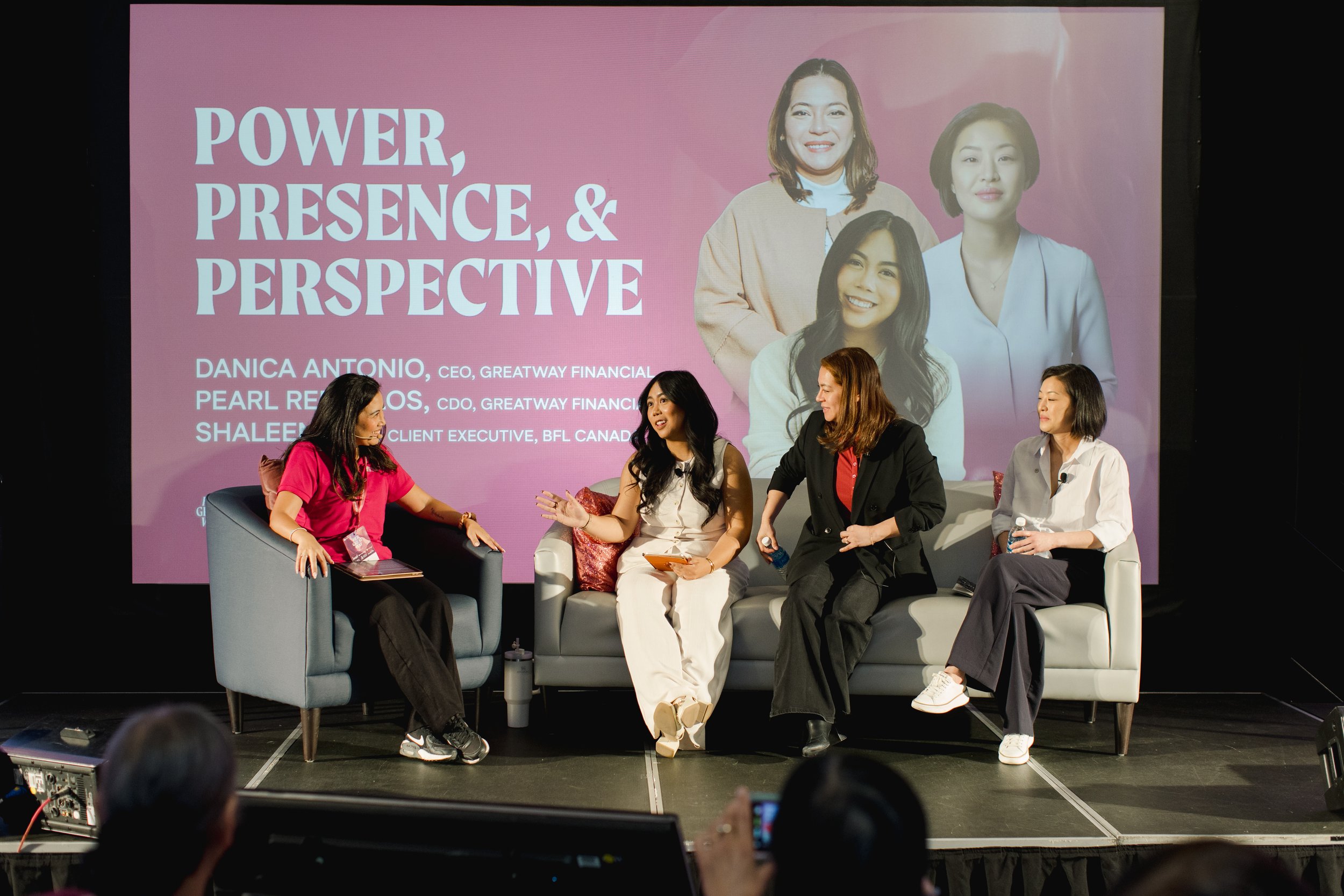 Danica Antonio, Pearl Rebollos, and Shaleen Kim during the panel conversation.