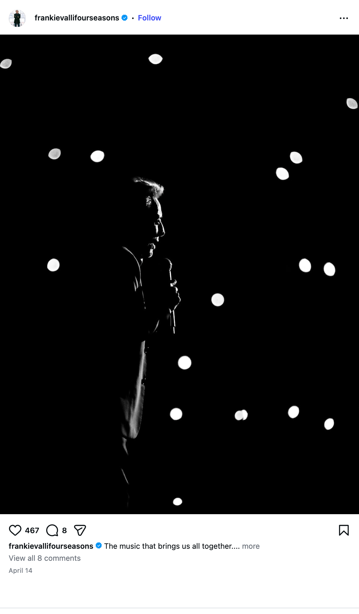 Frankie Valli social post