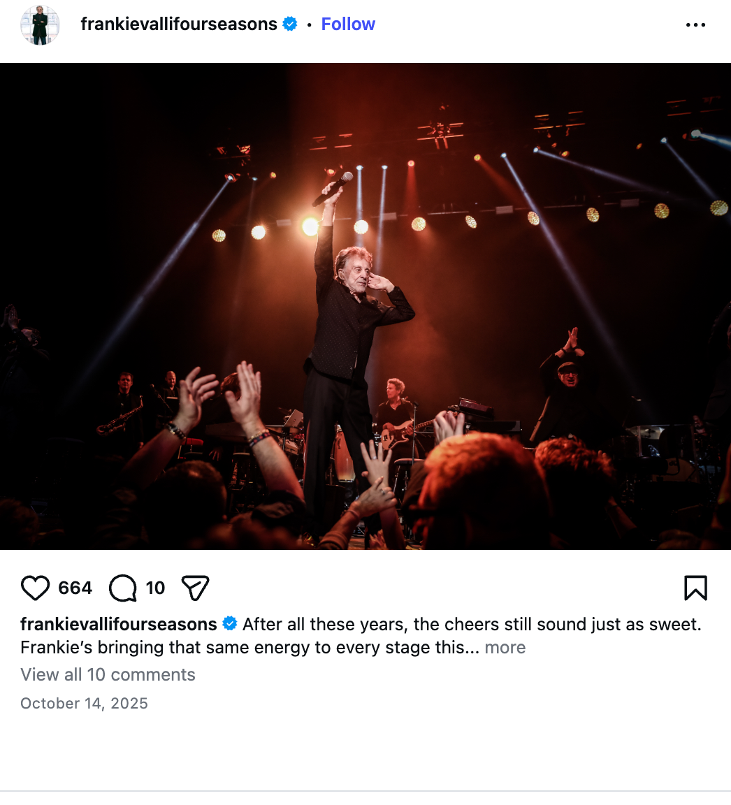 Frankie Valli social post