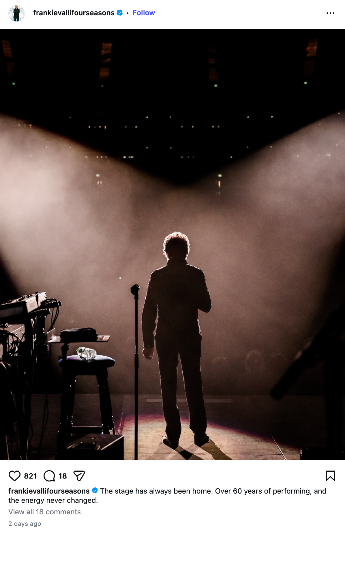 Frankie Valli social post