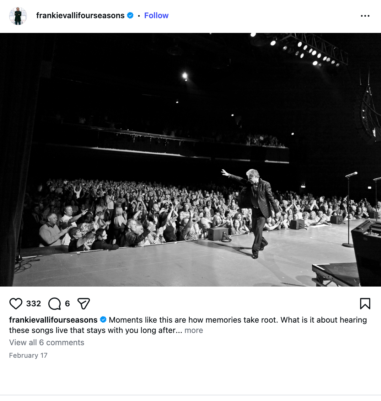 Frankie Valli social post